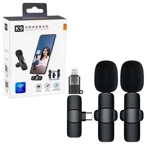 K9 Wireless Microphone Set, Dual Digital Mini Clip-on Mics with Receiver — Generic