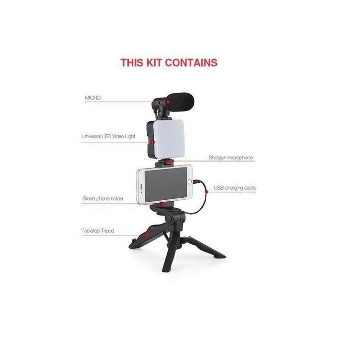 Smartphone vlog kit/Vedio making kit with mini led Vedio light and adjustable tripod 