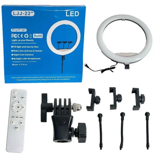 22 Inch LED Ring Light with 3 Phone Holders – Large Professional Light for Studio Video &amp; Photography 2.1m tripod stand  — Estronix