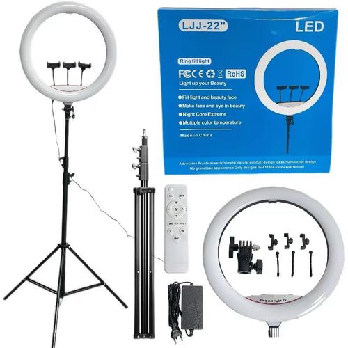 22 Inch LED Ring Light with 3 Phone Holders – Large Professional Light for Studio Video &amp; Photography 2.1m tripod stand 