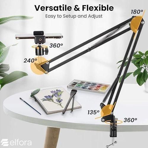Adjustable Overhead Mobile Phone Holder with Long Arm for Video Recording, Streaming, Office Use, Cooking, Crafting Videos Compatible with Devices Up to 4-7 Inches — Generic
