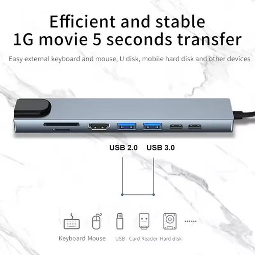 Type C to HDTV 8 in 1 USB Hub — Generic