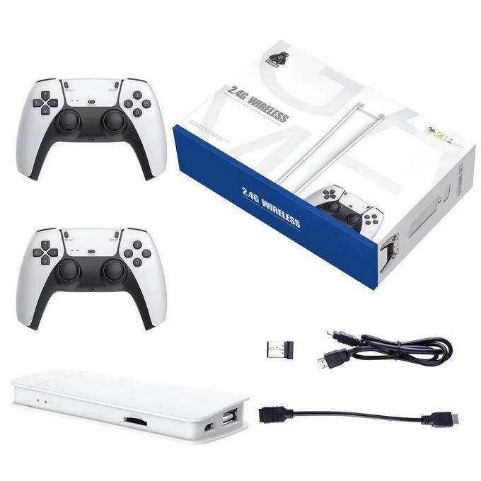 M15 Plus 4K Wireless Retro Game Stick with  two white gamepads