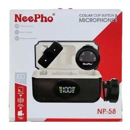 Neepho NP58 Wireless Lavalier Microphone - Dual Mics, Plug &amp; Play, 