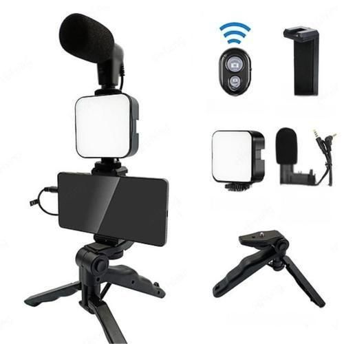 Professional Video Making Kit for Smartphone – LED Fill Light, Microphone, Tripod Stand &amp; Wireless Remote for YouTube, TikTok &amp; Vlogging